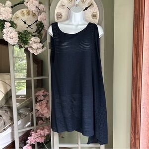 Women’s White House Black Market Chic Sparkly Navy One Shoulder Drape Top Size S